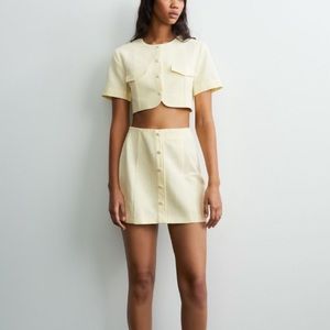 Zara Linen Blend Matching Skirt Set